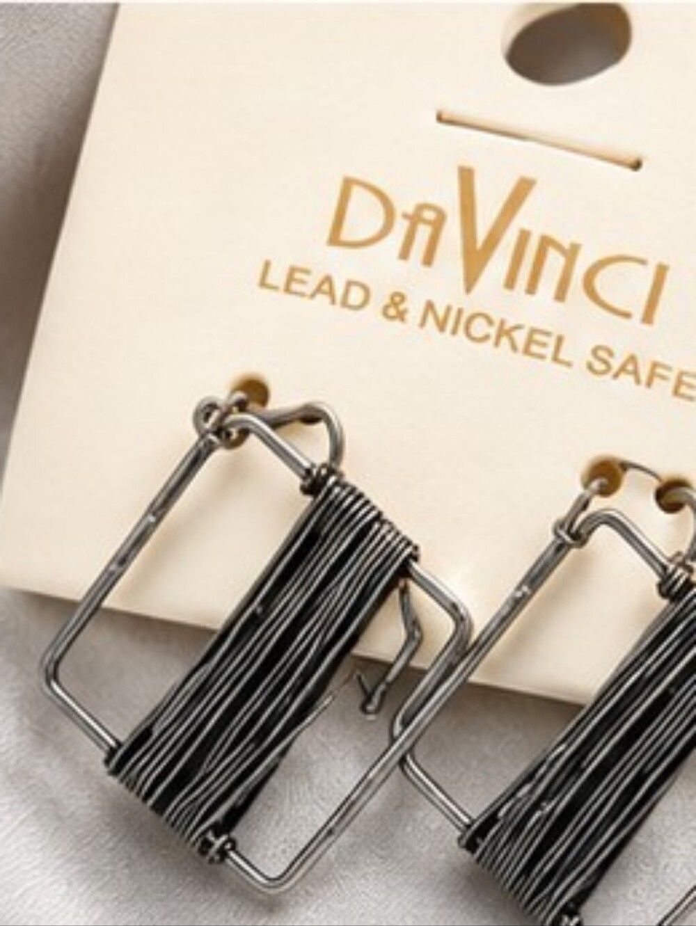 DaVinci Geometric Necklace Earrings Set Gunmetal Wire Wrap Statement Jewelry NWT - Picture 4 of 10